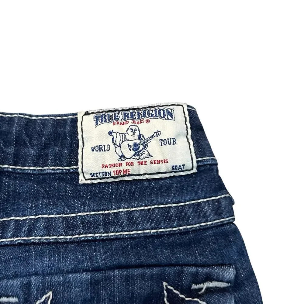 True Religion Cutoff Denim Shorts 25 Dark Low Rise Y2K Festival Western READ